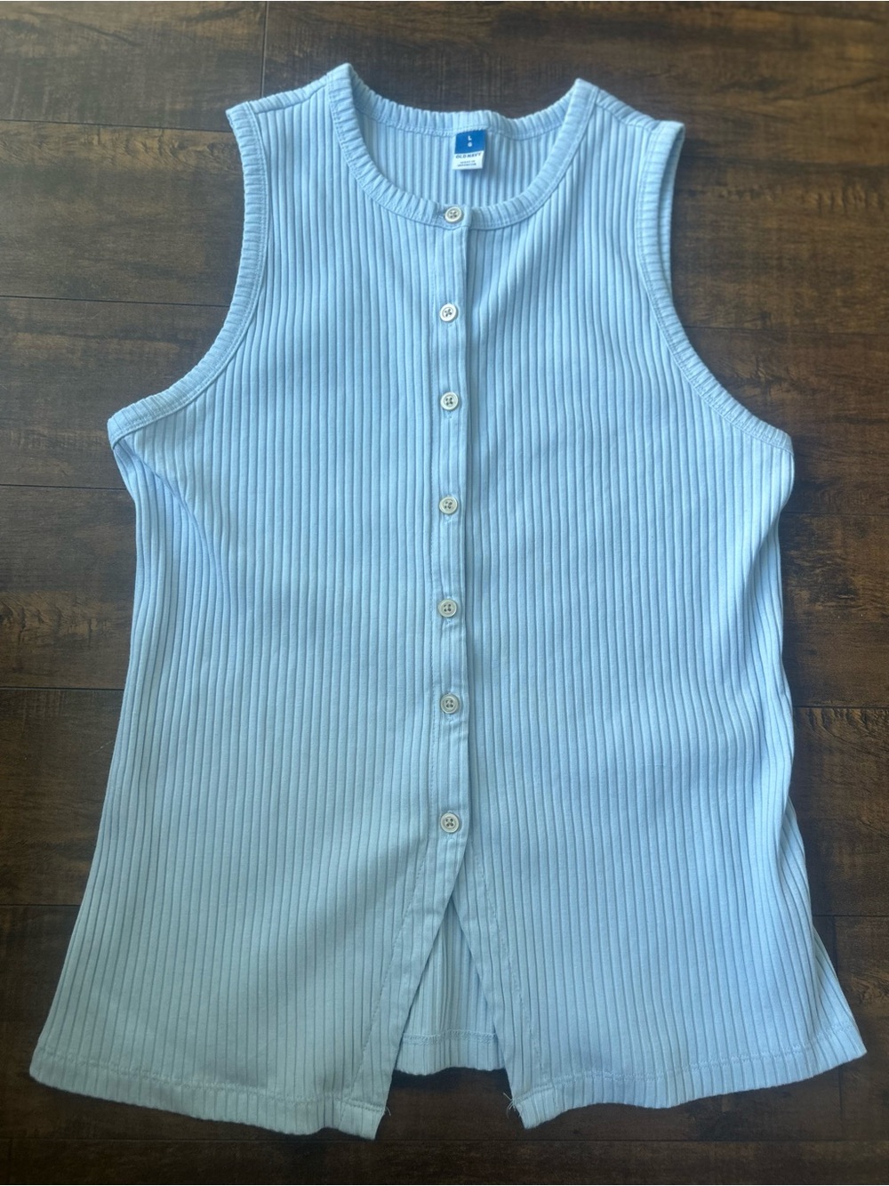 Old Navy Light Blue Ribbed Button-Up Tank